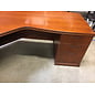 78x80” Curved L shaped light cherry color desk. 33” deep 29” tall. 5 drawers left return - some scuffs 11/7/25