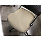 Tan cushioned seat black plastic back height adjustable folding seat desk chair - light stains. Interlocks with matching chairs 11/18/25