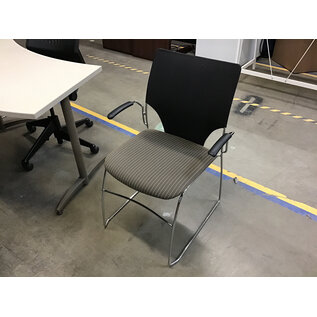 Black mesh back tan stripped cushioned set metal frame side chair 11/19/25