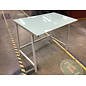 24x40x30” Teal glass top white metal frame work table 11/19/25