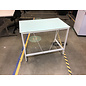 24x40x30” Teal glass top white metal frame work table 11/19/25