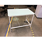 24x40x30” Teal glass top white metal frame work table 11/19/25