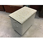 24x16x23” Beige metal 2 drawer storage and file cabinet with tan pattern cushioned top on castors 11/21/25