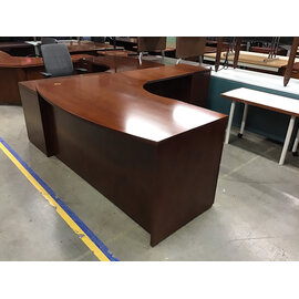 72x96” Cherry color right pedestal 5 drawer tall desk - 36” deep, 34” tall - some wear 11/25/25