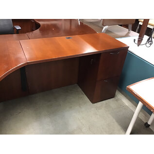 72x96” Cherry color right pedestal 5 drawer tall desk - 36” deep, 34” tall - some wear 11/25/25
