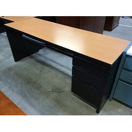 24x72x28 1/2” Light wood laminate top black metal right pedestal credenza 12/1/25