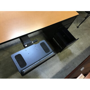 24x72x28 1/2” Light wood laminate top black metal right pedestal credenza 12/1/25