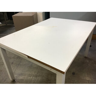 33x47x26” White laminate top heavy metal frame with adjustable feet work table - loose veneer and worn top 12/16/25