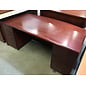 36x72x30” Cherry color wood double pedestal desk with curved top - some wear and chips in veneer 12/16/25