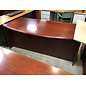 36x72x30” Cherry color wood double pedestal desk with curved top - some wear and chips in veneer 12/16/25