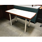 20x42x26” Beige laminate top wood trim metal legs work table on 2 castors - some scuffs 12/16/25