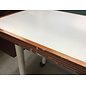 20x42x26” Beige laminate top wood trim metal legs work table on 2 castors - some scuffs 12/16/25