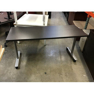 24x60x29” Folding and nesting dark wood laminate seminar table metal legs on castors 12/18/25