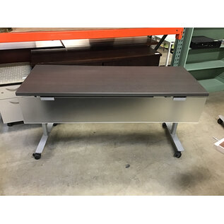 24x60x29” Folding and nesting dark wood laminate seminar table metal legs on castors 12/18/25