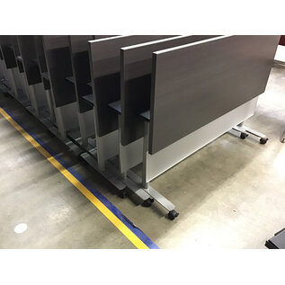 24x60x29” Folding and nesting dark wood laminate seminar table metal legs on castors 12/18/25