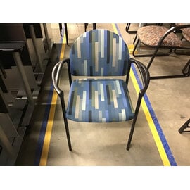 Blue striped pattern cushioned chair black frame 12/18/25