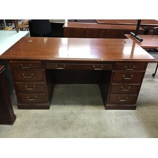 36x72x30 1/2” Cherry wood Kimball double pedestal desk - some wear throughout 12/22/25