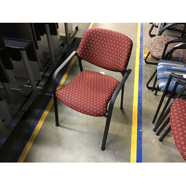 Red pattern cushioned black frame stackable side chair 1/5/26
