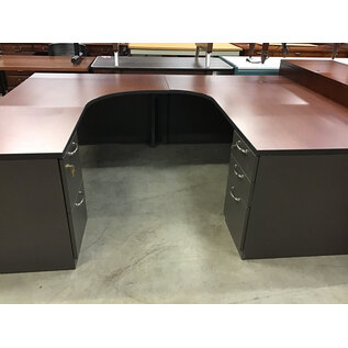 72x95” Wood laminate top grey metal 5 drawer U shaped desk 1/6/26