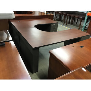 72x95” Wood laminate top grey metal 5 drawer U shaped desk 1/6/26