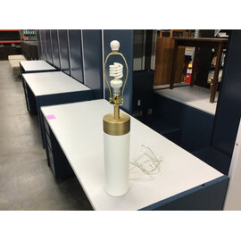 28 1/2” Textured white wrapped  rinse metal lamp - no shade 1/13/26