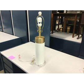 27 1/2” Textured white wrapped  rinse metal lamp - no shade 1/13/26