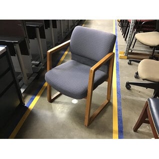 Wood sled frame blue cushioned side chair 1/14/26
