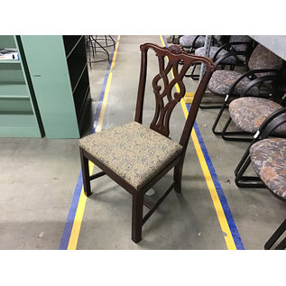 Wood frame teal pattern cushioned seat chair - some scuffs 1/14/26