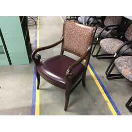 Wood frame maroon pattern back cushioned vinyl seat chair 1/14/26