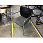 Metal frame dark wood back grey pattern cushioned seat side chair 1/23/26