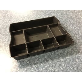 11 3/4 x 14 3/4 x 2 1/2”  Black Rubbermaid 8 bin parts tray 1/27/26