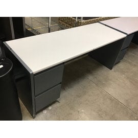 25x70x30” Grey metal steelcase left pedestal credenza - chipped laminate 2/3/26