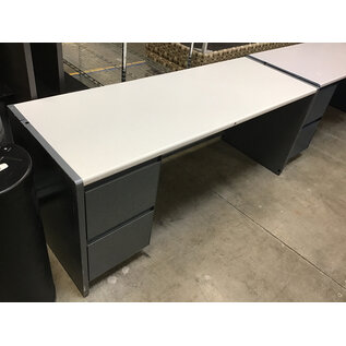 25x70x30” Grey metal steelcase left pedestal credenza - chipped laminate 2/3/26
