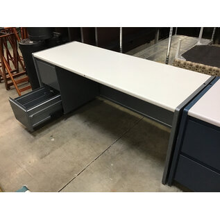25x70x30” Grey metal steelcase left pedestal credenza - chipped laminate 2/3/26