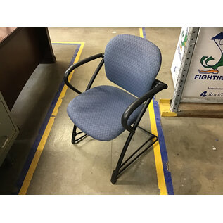 Blue pattern cushioned seat black frame side chair 2/4/26