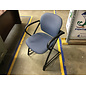 Blue pattern cushioned seat black frame side chair 2/4/26