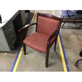 Red pattern cushioned seat wood frame side chair 2/5/26