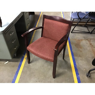 Red pattern cushioned seat wood frame side chair 2/5/26