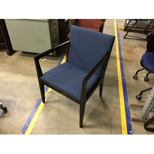 Dark blue cushioned seat dark wood frame side chair 2/5/26