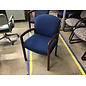 Blue pattern cushioned seat wood frame side chair 2/5/26