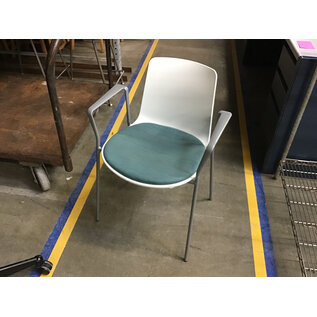 Teal cushioned seat white plastic back side chair 2/5/26