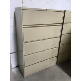 18x42x64 1/2” Beige metal 5 drawer sliding top shelf lateral file cabinet 2/9/26
