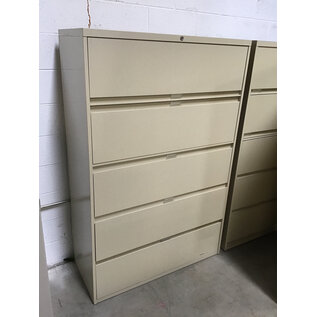 18x42x64 1/2” Beige metal 5 drawer sliding top shelf lateral file cabinet 2/9/26
