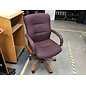 Maroon cushioned wood frame adjustable height desk chair - some wear 2/17/26