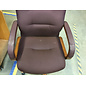 Maroon cushioned wood frame adjustable height desk chair - some wear 2/17/26