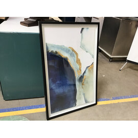 24x36” Blue white gold abstract framed artwork 2/24/26