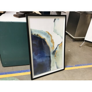 24x36” Blue white gold abstract framed artwork 2/24/26