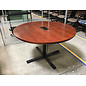 48” Cherry color laminate round table with electrical - some chips in laminate 2/25/26