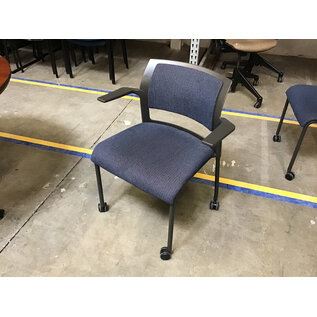 Blue fabric seat grey plastic chair on castors 2/25/26