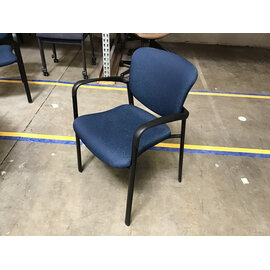 Blue cushioned seat black frame side chair 2/25/26